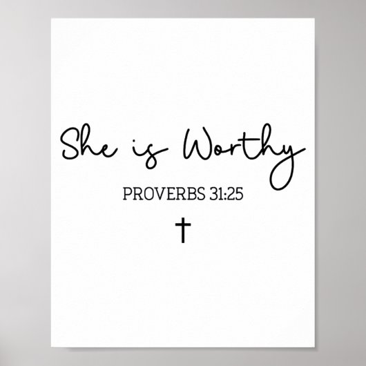 She Is Worthy Proverbs 31_25 Christian Boho Bible Poster (Voorkant)