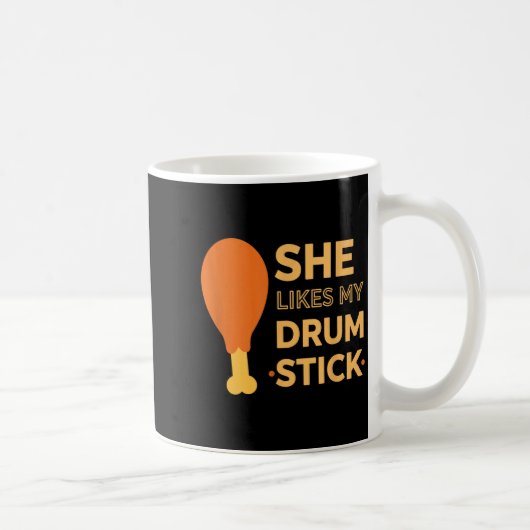 She Likes My Drum Stick Funny Couple Matching Than Koffiemok (Rechts)