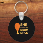She Likes My Drum Stick Funny Couple Matching Than Sleutelhanger (Voorkant)