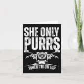 She Only Purrs When I'm On Top Funny Motorcycle Ri Kaart (Voorkant)