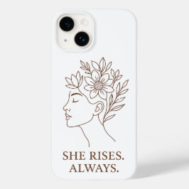 She Rises. Always — Minimalist Empowerment Design Case-Mate iPhone 14 Hoesje