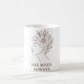 She Rises. Always — Minimalist Empowerment Design Koffiemok (Center)