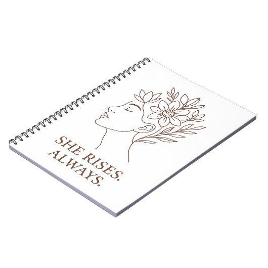 She Rises. Always — Minimalist Empowerment Design Notitieboek (Linkerzijde)