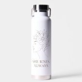 She Rises. Always — Minimalist Empowerment Design Waterfles (Voorkant)