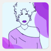 she - roxo vierkante sticker (Voorkant)