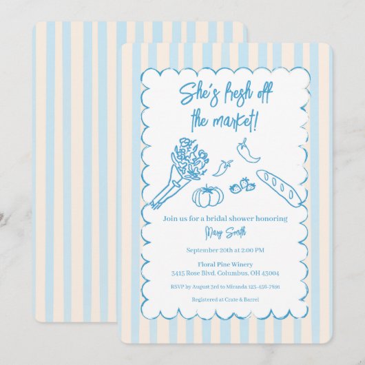 She’s Fresh Off the Market Bridal Shower  Kaart (Voorkant / Achterkant)