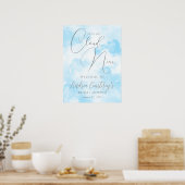She’s on Cloud Nine Dreamy Blue Bridal Shower Poster (Keuken)