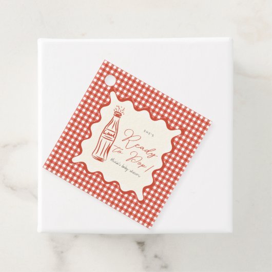 She’s ready to pop baby shower bedankjes labels (In situ)