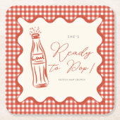 She’s ready to pop baby shower kartonnen onderzetters (Voorkant)