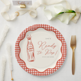 She’s ready to pop baby shower papieren bordje