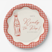 She’s ready to pop baby shower papieren bordje (Voorkant)