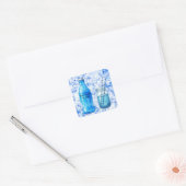 She’s Ready To Pop Blue Boy Baby Shower Vierkante Sticker (Envelop)