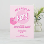 She’s Ready to Pop Bubble Gum Girl Baby Shower Kaart (Staand voorkant)