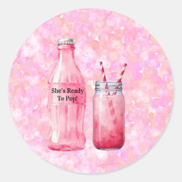 She’s Ready To Pop Girl Baby Shower Ronde Sticker