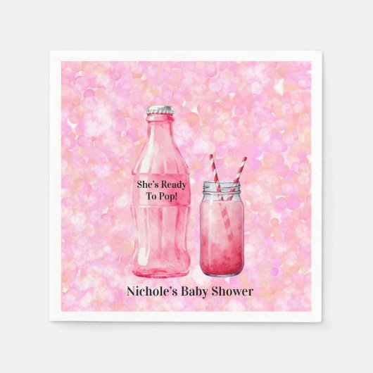 She’s Ready To Pop Girl Baby Shower Servet (Voorkant)