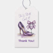 She’s Still Got It Purple High Heel Birthday Party Cadeaulabel (Voorkant)
