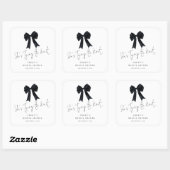 She’s Tying The Knot Black Bow Bridal Shower Vierkante Sticker (Vel)