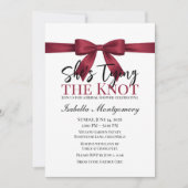 She’s Tying the Knot Theme Burgundy Bow Kaart (Voorkant)