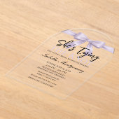 She’s Tying the Knot Theme Lavender Bow Acryl Uitnodigingen (Laagn)