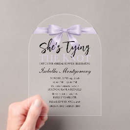 She’s Tying the Knot Theme Lavender Bow Acryl Uitnodigingen