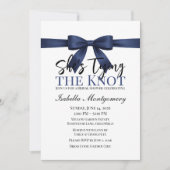 She’s Tying the Knot Theme Navy Blue Bow Kaart (Voorkant)
