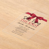 She’s Tying the Knot Theme Red Bow Acryl Uitnodigingen (Laagn)