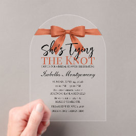 She’s Tying the Knot Theme Terracotta Bow Acryl Uitnodigingen