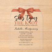 She’s Tying the Knot Theme Terracotta Bow Acryl Uitnodigingen (Voorkant)