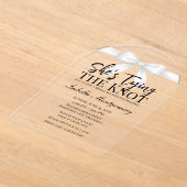 She’s Tying the Knot Theme White Bow Acryl Uitnodigingen (Laagn)