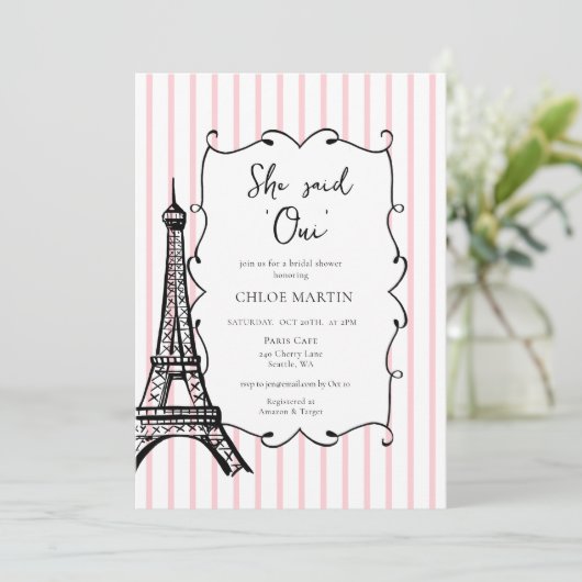 'She sai oui' Frans Vrijgezellenfeest Kaart (Staand voorkant)