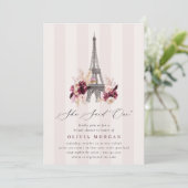 She Said Oui Blush Floral Paris Bridal Shower Kaart (Staand voorkant)