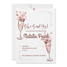 She Said Yes Blush Floral Champagne Bridal Shower
