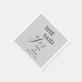 She Said Yes Bridal Shower Grey Servet (Hoek)