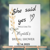 She Said Yes Bridal Shower Welcome Acryl Bord (Neutraal)