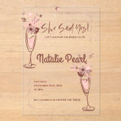 She Said Yes Bride To Be Floral Bridal Shower Acryl Uitnodigingen (Voorkant)
