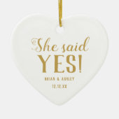 She said Yes! Engaged Photo Gold Keramisch Ornament (Voorkant)