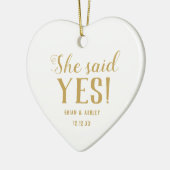 She said Yes! Engaged Photo Gold Keramisch Ornament (Links)
