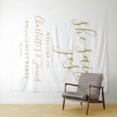 She Said Yes Engagement Party Gold Photo Backdrop Wandkleed (In Situ (horizontaal))