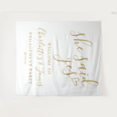 She Said Yes Engagement Party Gold Photo Backdrop Wandkleed (Voorkant (horizontaal))