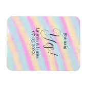 She said yes engagement party pink blue yellow ste magneet (Horizontaal)