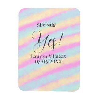 She said yes engagement party pink blue yellow ste magneet