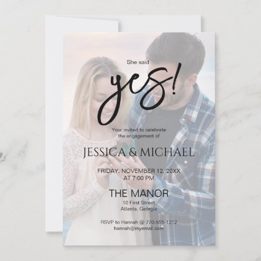 She Said Yes! Photo Engagement Party  Kaart (Voorkant)