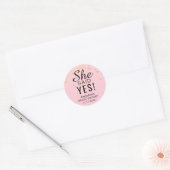 'SHE SAID YES' Vrijgezellenfeest Blush Pink Rose G Ronde Sticker (Envelop)