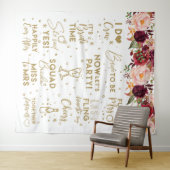 She said yesFloral Burgundy Bridal Shower Backdrop Wandkleed (In Situ (horizontaal))