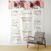She said yesFloral Burgundy Bridal Shower Backdrop Wandkleed (In situ)