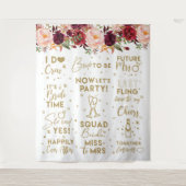 She said yesFloral Burgundy Bridal Shower Backdrop Wandkleed (Voorkant)