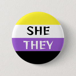 SHE/SHE niet-binaire vlag kleuren aangepaste voorn Ronde Button 5,7 Cm