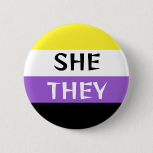 SHE/SHE niet-binaire vlag kleuren aangepaste voorn Ronde Button 5,7 Cm