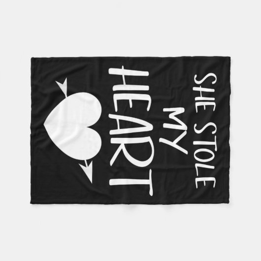 She Stole My Heart Valentines Day Matching Couples Fleece Deken (Voorkant (Horizontaal))
