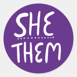 SHE/THEM-randnummers Paarse handloopset van Ronde Sticker